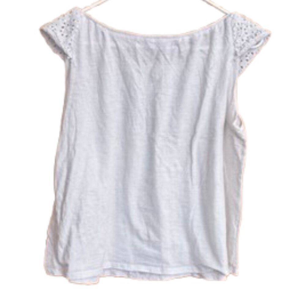 LOFT white eyelet embroidered short sleeve top Size Med. - Picture 2 of 4